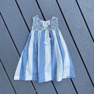 NWT Pink Chicken Sequin Blue & White Stripe Dress